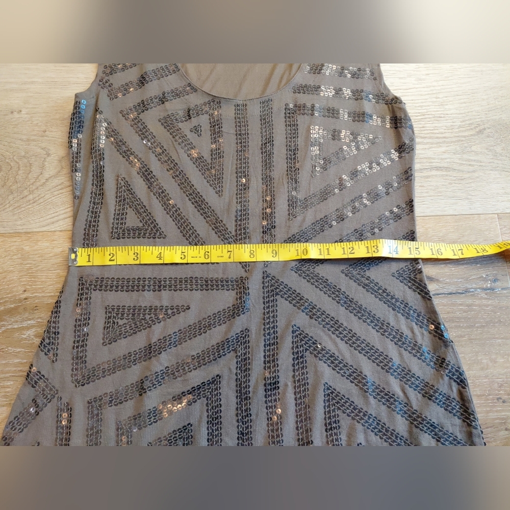 Express Sequin Geometric Pattern Dress Brown Sz M - image 5